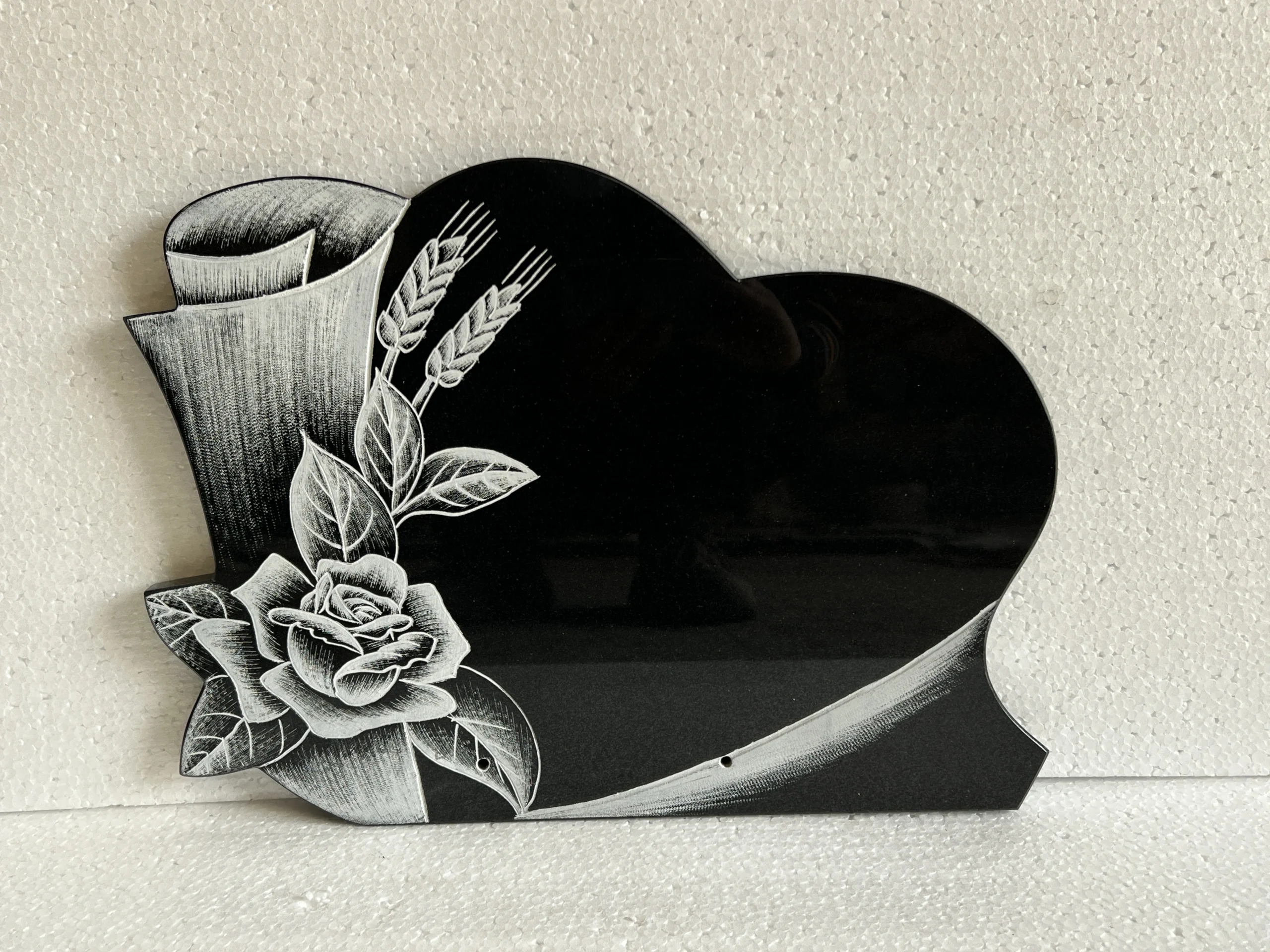 Custom Etched Carved Absolute Black Granite Memorial Plaque