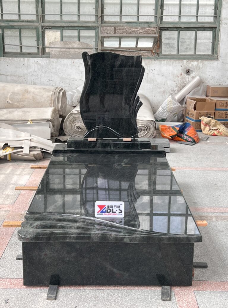 Tropical Green Granite Tombstone with Curved Design