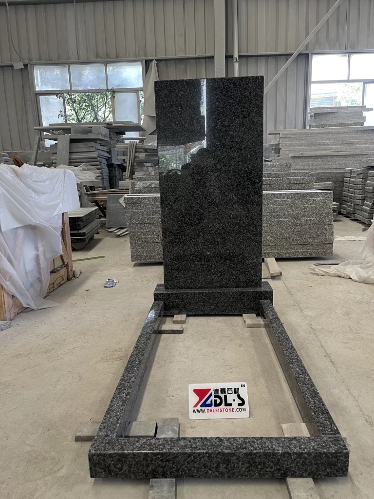 Black Ice Dapple Granite Headstone Kerb Memorial