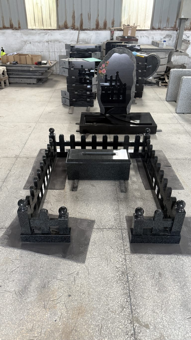 Bespoke Design Black Franite Headstone Complex Monument Russian Style